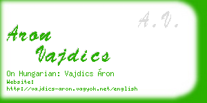 aron vajdics business card